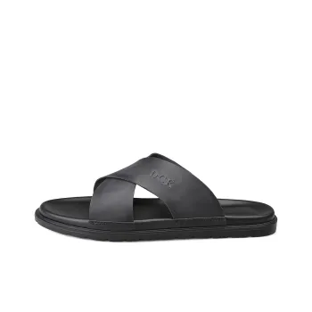 DCK Rubber Sole Slip Resistant Abrasion Resistant Slide Slippers Men's Black