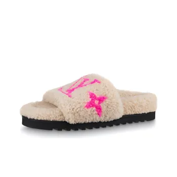 LOUIS VUITTON Slip Resistant Slide Slippers Women's Beige Yellow