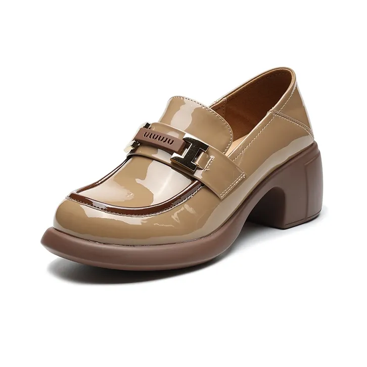 CAIHEE Loafers Medium Heel Women's-4