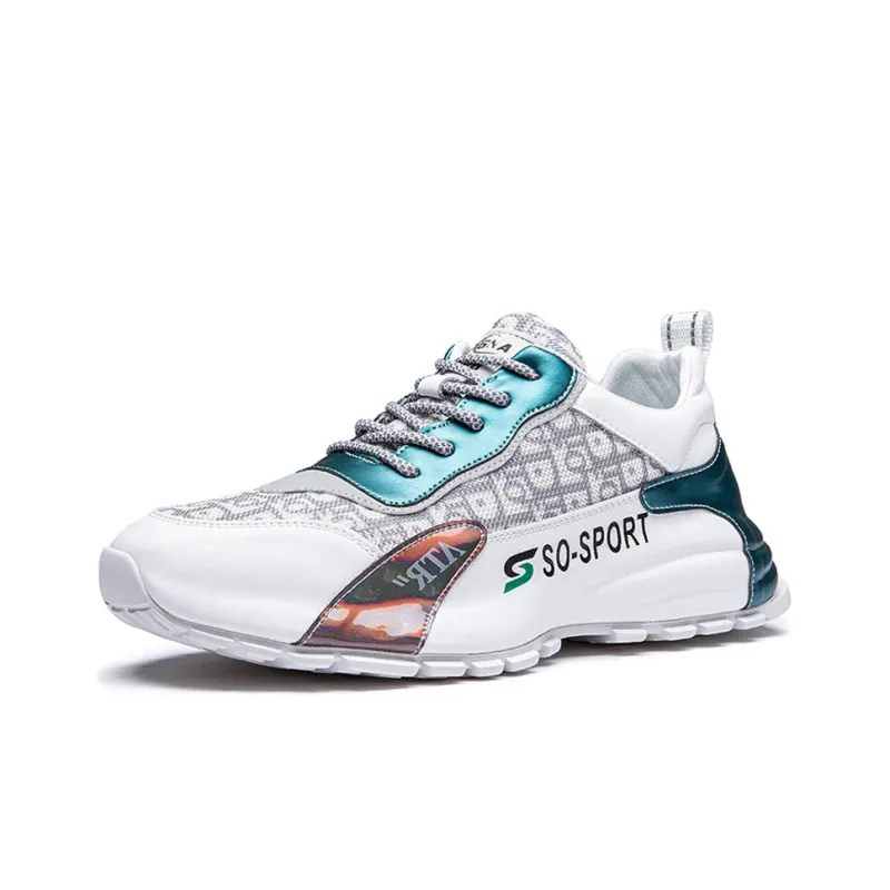 Devanro Platform Chunky Sneakers Height Increasing Wear-Resistant Breathable Slip-Resistant Low-Top Casual Shoes Men's-1