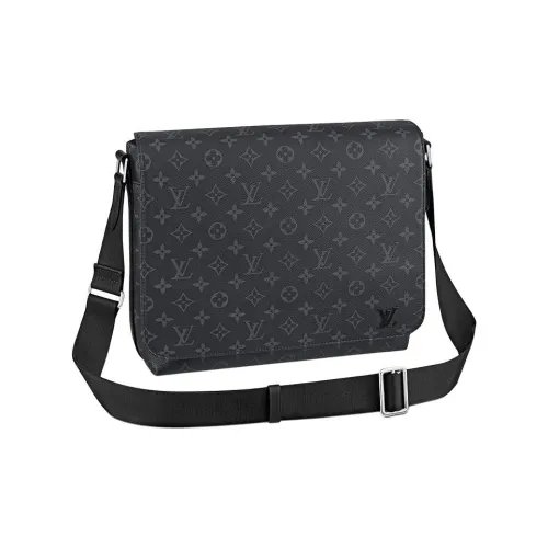 LOUIS VUITTON Canvas Messenger Bag, Shoulder Bag, Crossbody Bag Medium Size Men's Black