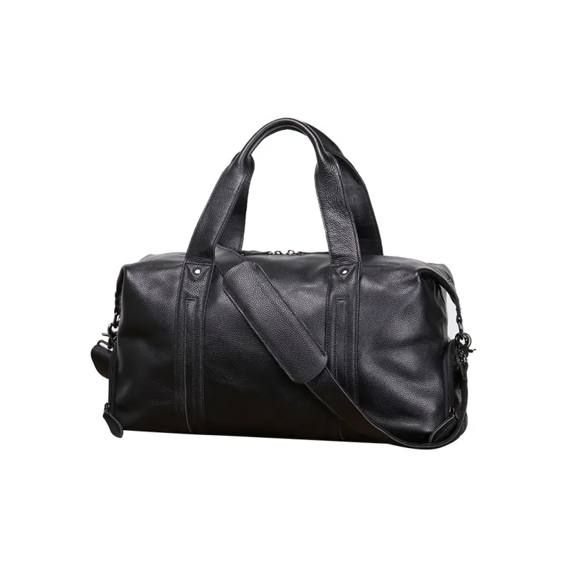 DOSRFINI Top Grain Cow Leather Travel Bag Regular Men's Black-1