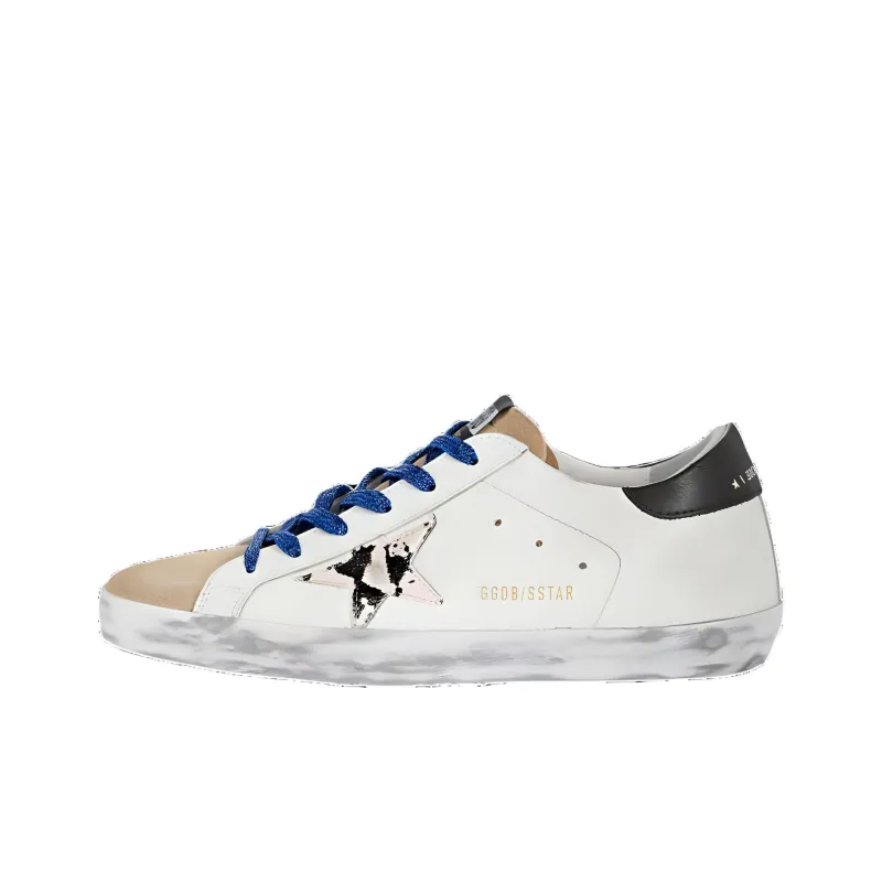 Golden Goose Super Star Stylish Skateboarding Shoes Women's White Brown Black Distressed Style-0