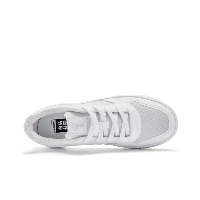 QIAODAN Small White Shoes Cushioned Height Increase Wear Resistant Lightweight Low Top Skateboard Shoes Women's White-3