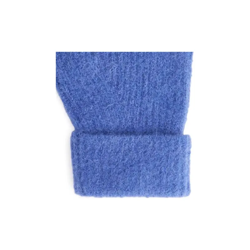 ARKET Polyester Wool Alpaca Polyamide Elastane Knit Gloves Women's Blue-2