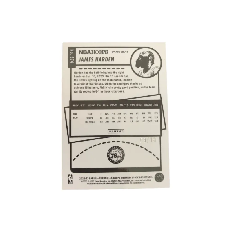 PANINI 2022 23 Hoops Green Circle Fold James Harden 76 Persons 09/18 Player Card Product Access Sports Cards 1 Pc-1