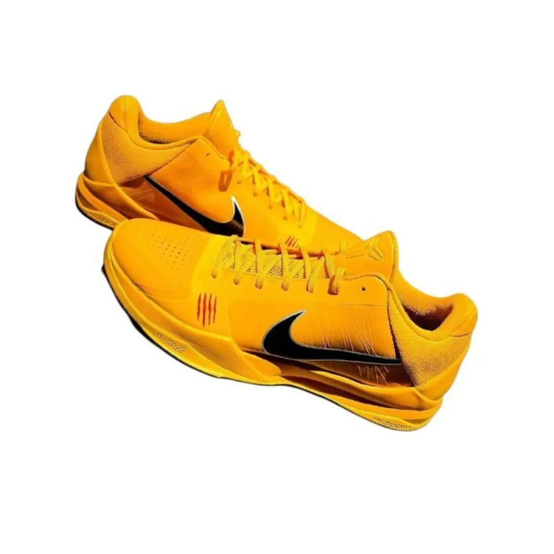Nike Zoom Kobe 5 Cushioning Anti Slip And Wear Resistant Grip Low Top Basketball Shoes Men's Yellow-3