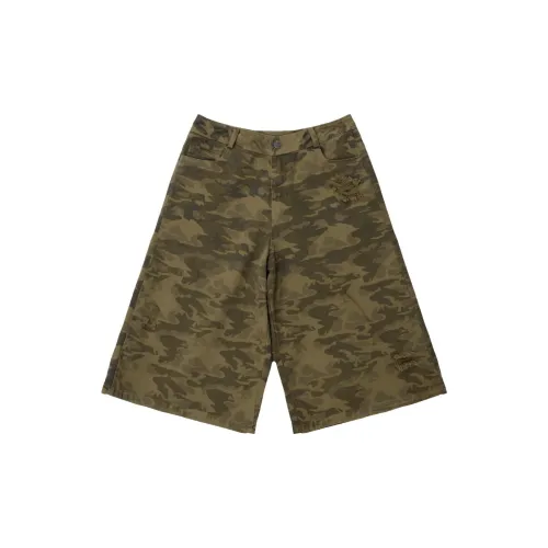 JHYQ Denim Shorts Unisex Army Green Camouflage