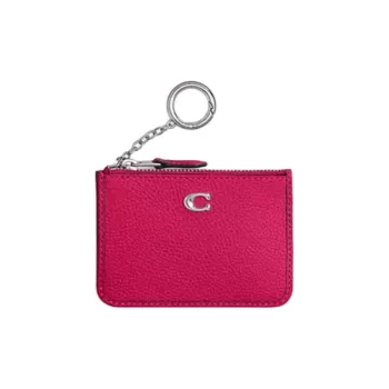 COACH Mini Id Skinny Polished Grained Leather ID Holder Wallet Mini Women's Dragon Fruit Red