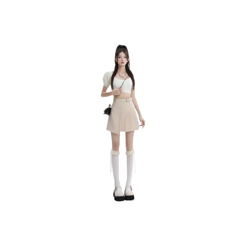 ZAZN Casual Short Skirts Women's Cream Apricot-1