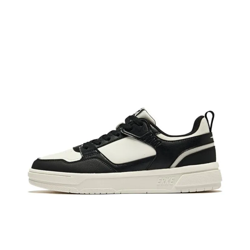 Erke Anti Slip Wear Resistant Low Top Skateboard Shoes Men's Microcrystal White/Jet Black-0