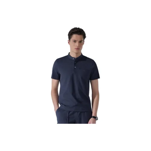 Yiwen Polo Shirts Men Blue Black