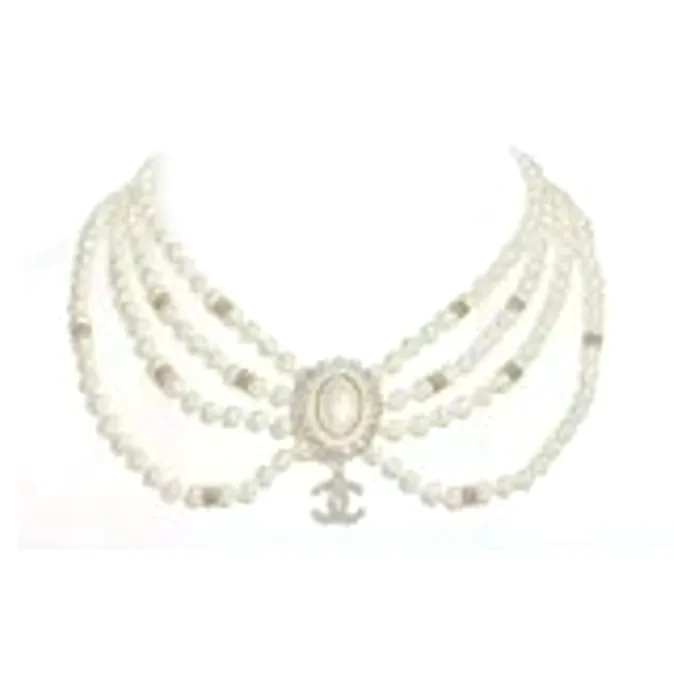 CHANEL Metal Resin Glass Pearl Crystal Necklaces Women's Gold-0