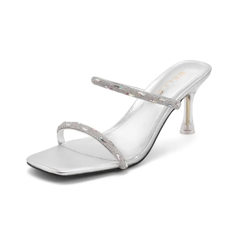 BELLE Rubber Sole Rhinestone Quiet Slip Resistant Abrasion Resistant Slide Slippers Women's-1