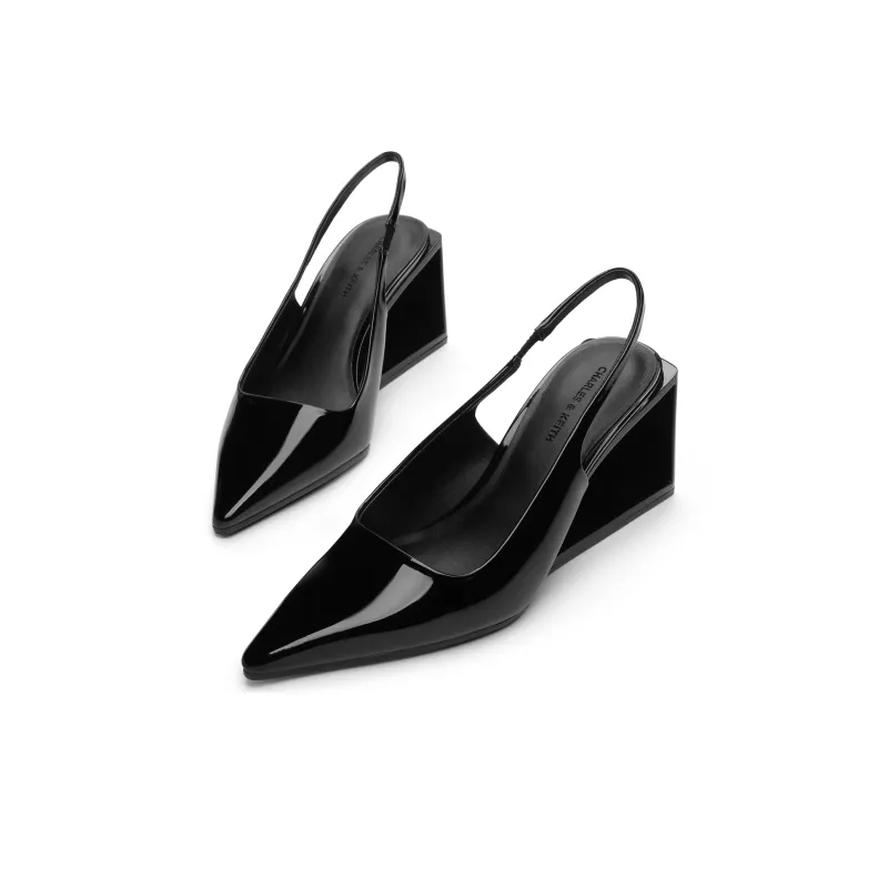 CHARLES&KEITH Small Charles & Keith Gothic Style One Strap Sandals 7.6cm Women's Silver/Black Box Black-5