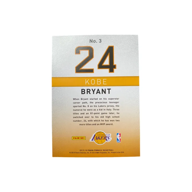 PANINI Kobe Bryant Player Card Back Number Special Card Product Access Sports Cards 1 Pc-1