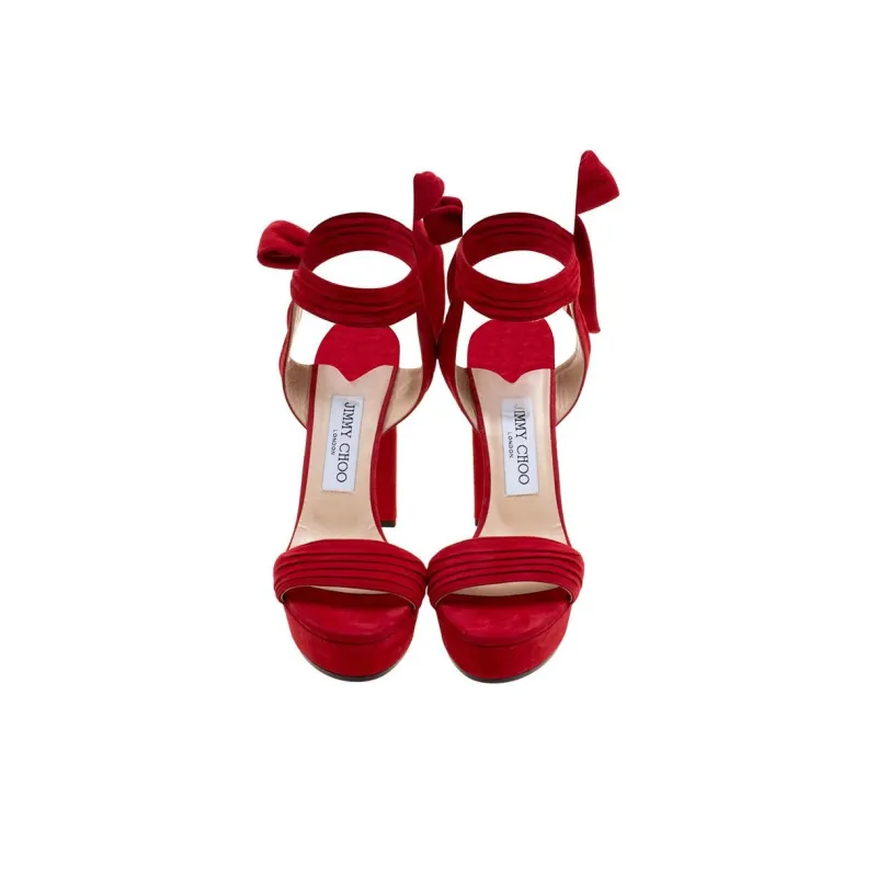 Jimmy Choo Kaytrin Strap Sandals 12cm Women's Red-4