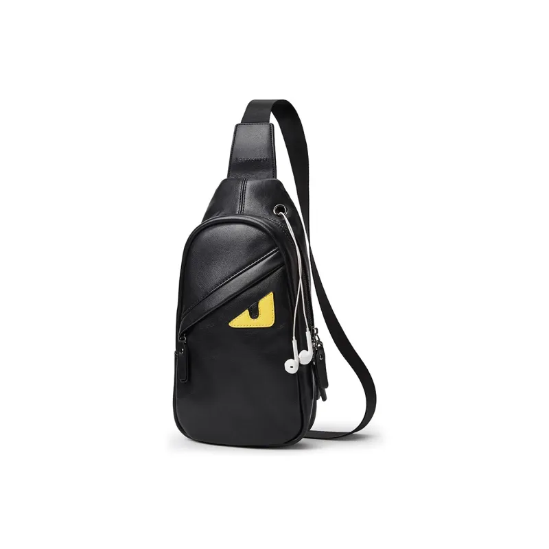 BOSTANTEN PU Crossbody Bag, Sling Bag Regular Unisex Black-1