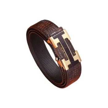 ASTAR HADES Business Comfortable No-Button Automatic Buckle H Suit Trouser With Belt Leather Belts Men's Width: 3.5cm