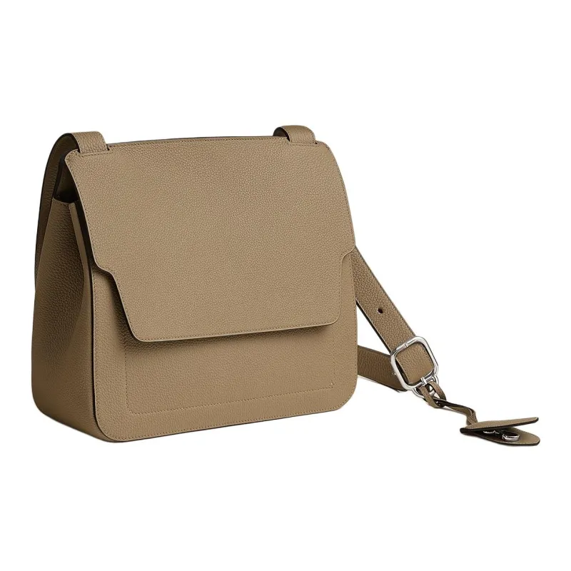 HERMES Mali-Selle Togo Calfskin Courier Bag Shoulder Bag Crossbody Bag Small Size Men's 8Q BEIGE MARFA Marfa Mi-1