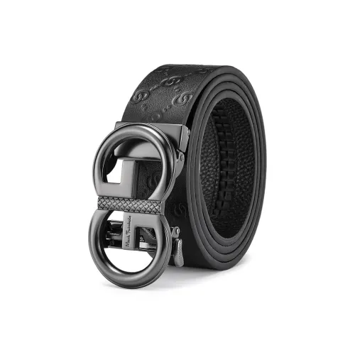 FAIRWHALE Classic Double C Pattern Automatic Buckle Versatile Top Grain Cow Leather Belt Men's Width 3.5CM