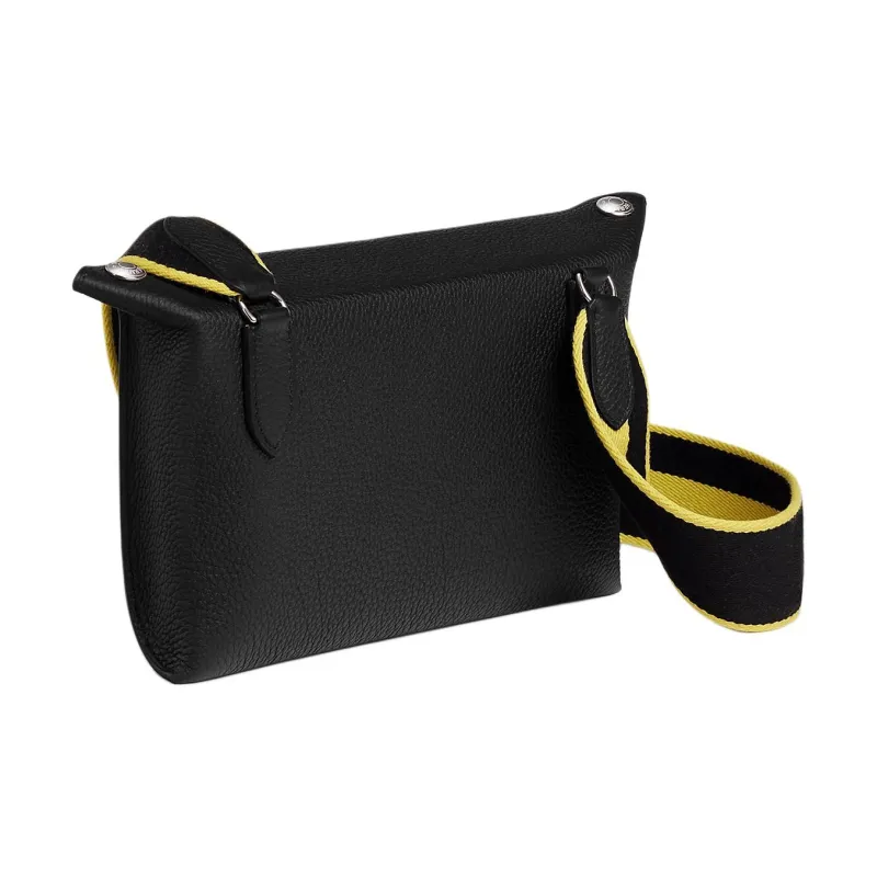HERMES Togo Calfskin Plate Bag Fanny Pack Shoulder Bag Crossbody Bag Men's Black With New Lime-2