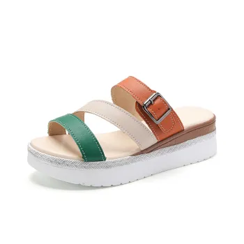 Reivanti Slip Resistant Slide Slippers Women's Beige Green