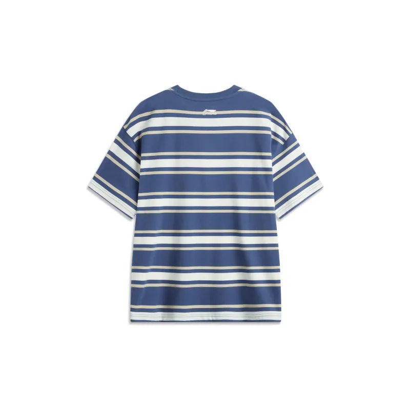 LiNing Sports Life Collection T Shirt Men's Sea Salt Blue Ecru Oxford Brown-1