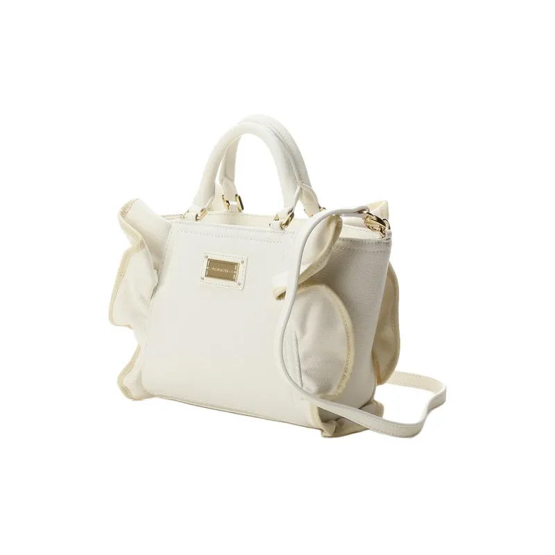 SAMANTHA THAVASA Synthetic Leather With Cotton Crossbody One Shoulder Handbags Small Size Women's White-2