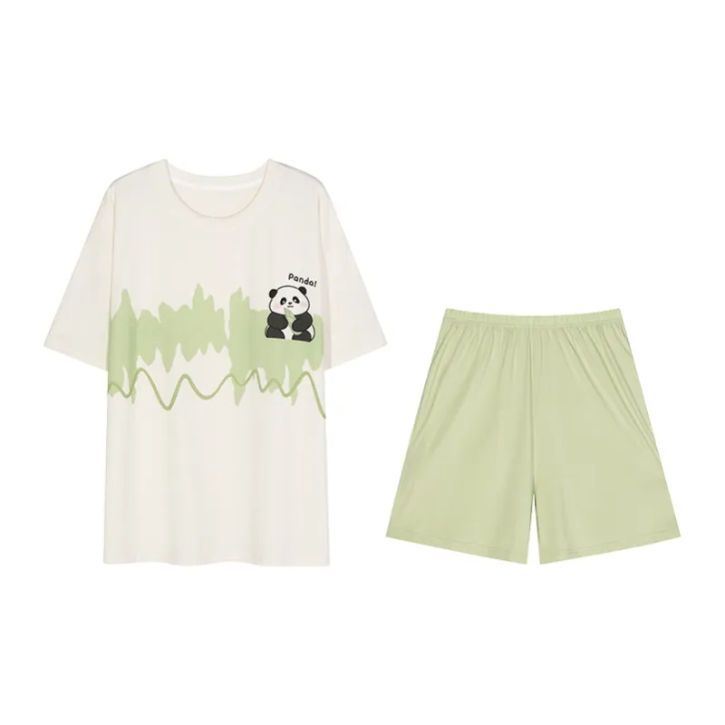 White Ran Pajama Set Women's Light Green-0