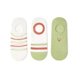 Green Stripes No-Show Socks Set