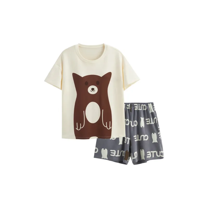Dream Heart Pajama Set Women's Ecru-0
