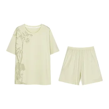 White Ran Pajama Set Women's Light Green