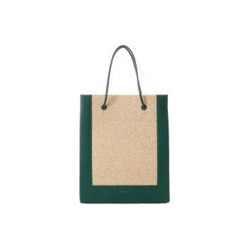 SAMANTHA THAVASA Polypropylene PP Bonded Synthetic Leather Shoulder Bag Crossbody Bag Handbag Women's Green & Beige