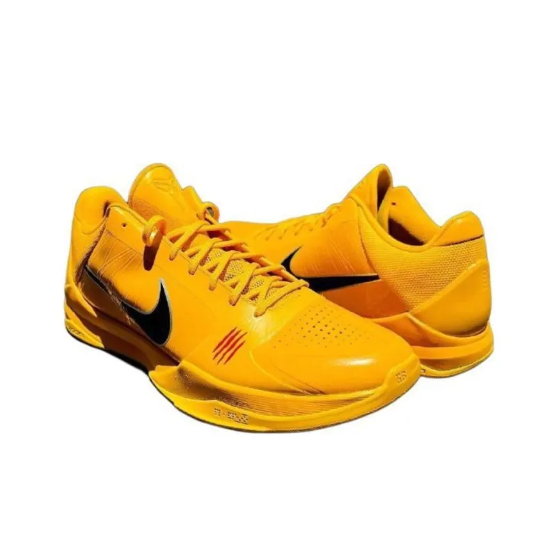 Nike Zoom Kobe 5 Cushioning Anti Slip And Wear Resistant Grip Low Top Basketball Shoes Men's Yellow-4