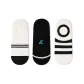 Black and White Striped No-Show Socks C Set