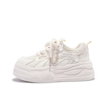 SNXR Cushioning, Slip Resistant, And Abrasion Resistant Low Top Skateboard Shoes Women's Raw White