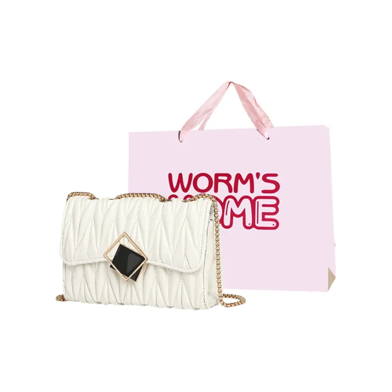 Worm's Home PU Small Square Bag Shoulder Bag, Crossbody Bag Women's Black/White-7