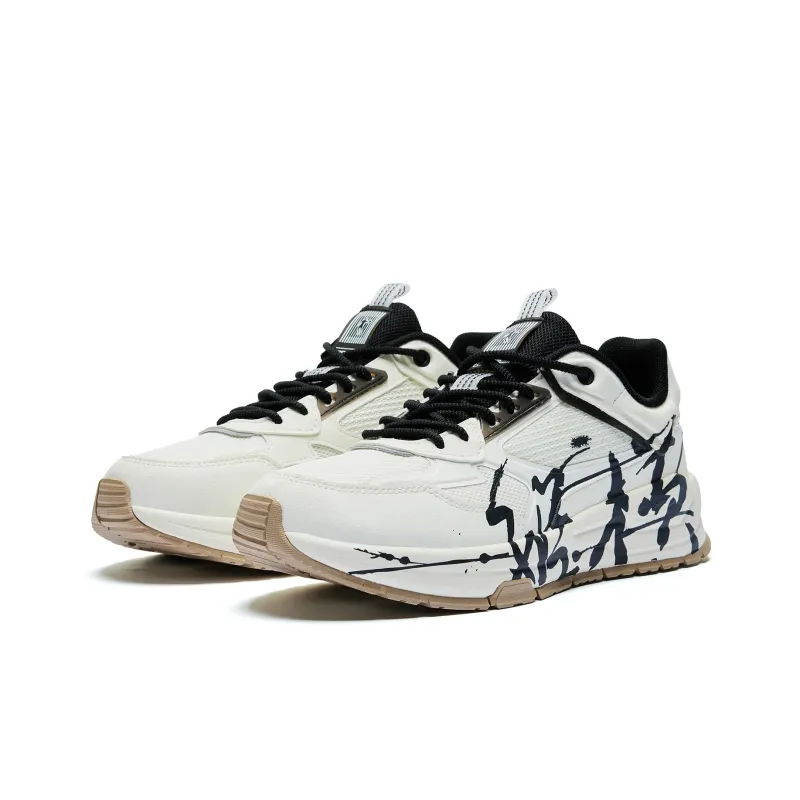 QIAODAN Wear Resistant Lightweight Height Increasing Low Top Casual Shoes Women's Ivory Black-2