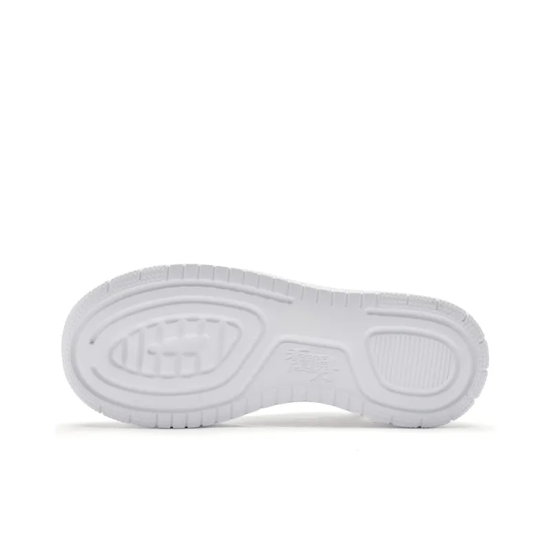 QIAODAN Small White Shoes Cushioned Height Increase Wear Resistant Lightweight Low Top Skateboard Shoes Women's White-4
