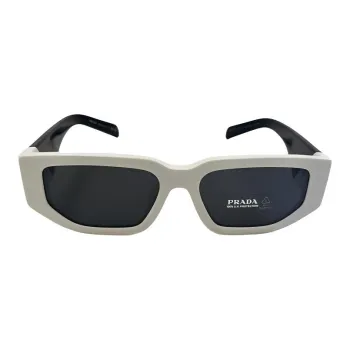 PRADA Acetate Irregular Shape Sunglasses Unisex White