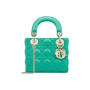 DIOR Lady Dior Lambskin Lady Dior Bag, Shoulder Bag, Crossbody Bag, Handbag Mini Women's Tiffany Blue Color