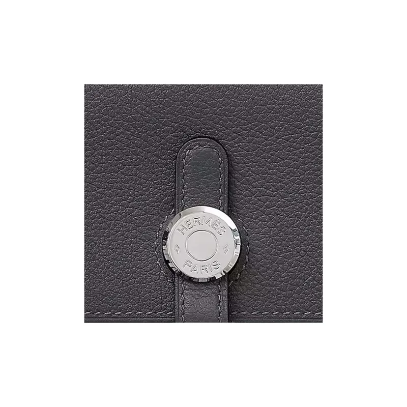 HERMES Dogon Evercolor Leather Card Holder Women's H0 Misty Gray-2