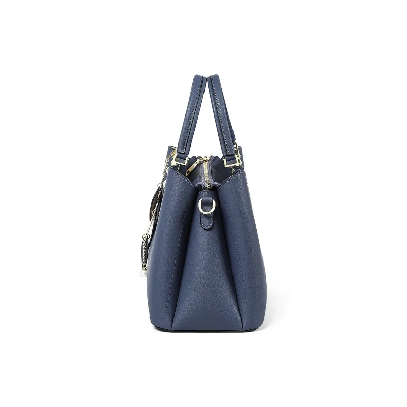 Kevin Cohen Cow Leather With Synthetic Leather Handbag, Shoulder Bag, Crossbody Bag Regular Women's Blue/Ecru/Black-3