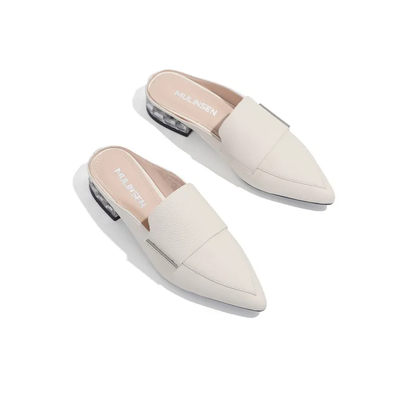 Mulinsen Rubber Sole Stitching Abrasion Resistant Slip Resistant Closed Toe Slippers Women's Beige-1