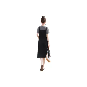 Cypress House Short-Sleeved Dresses Women's Light Gray Top And Black Bottom