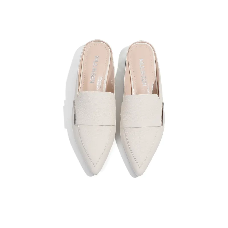 Mulinsen Rubber Sole Stitching Abrasion Resistant Slip Resistant Closed Toe Slippers Women's Beige-2