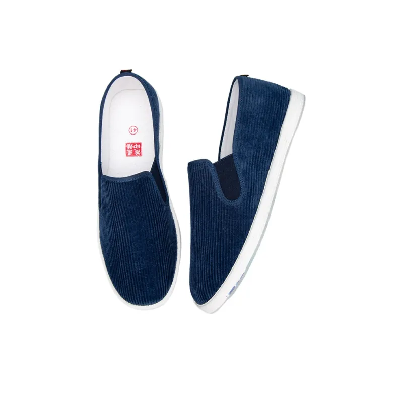 Bian Fumao Men's Casual Shoes Old Beijing Cloth Shoes Slip on Men's Navy Blue-2