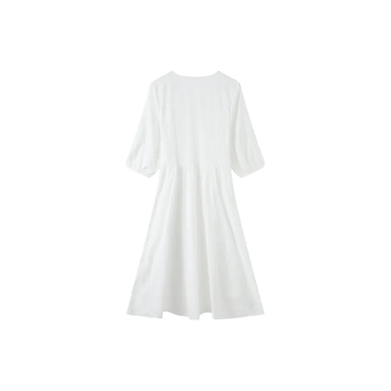 MRR&CO. Short Sleeved Dress Women's White-1