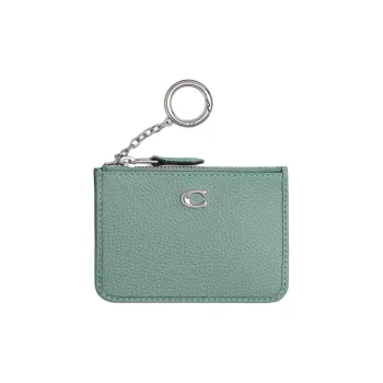COACH Mini Id Skinny Grained Leather ID Holder Wallet Mini Women's Green